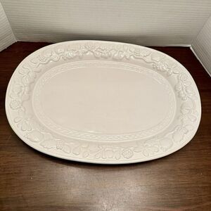 Great Gatherings Oval Platter 17" White Country Turkey Family Thanksgiving
